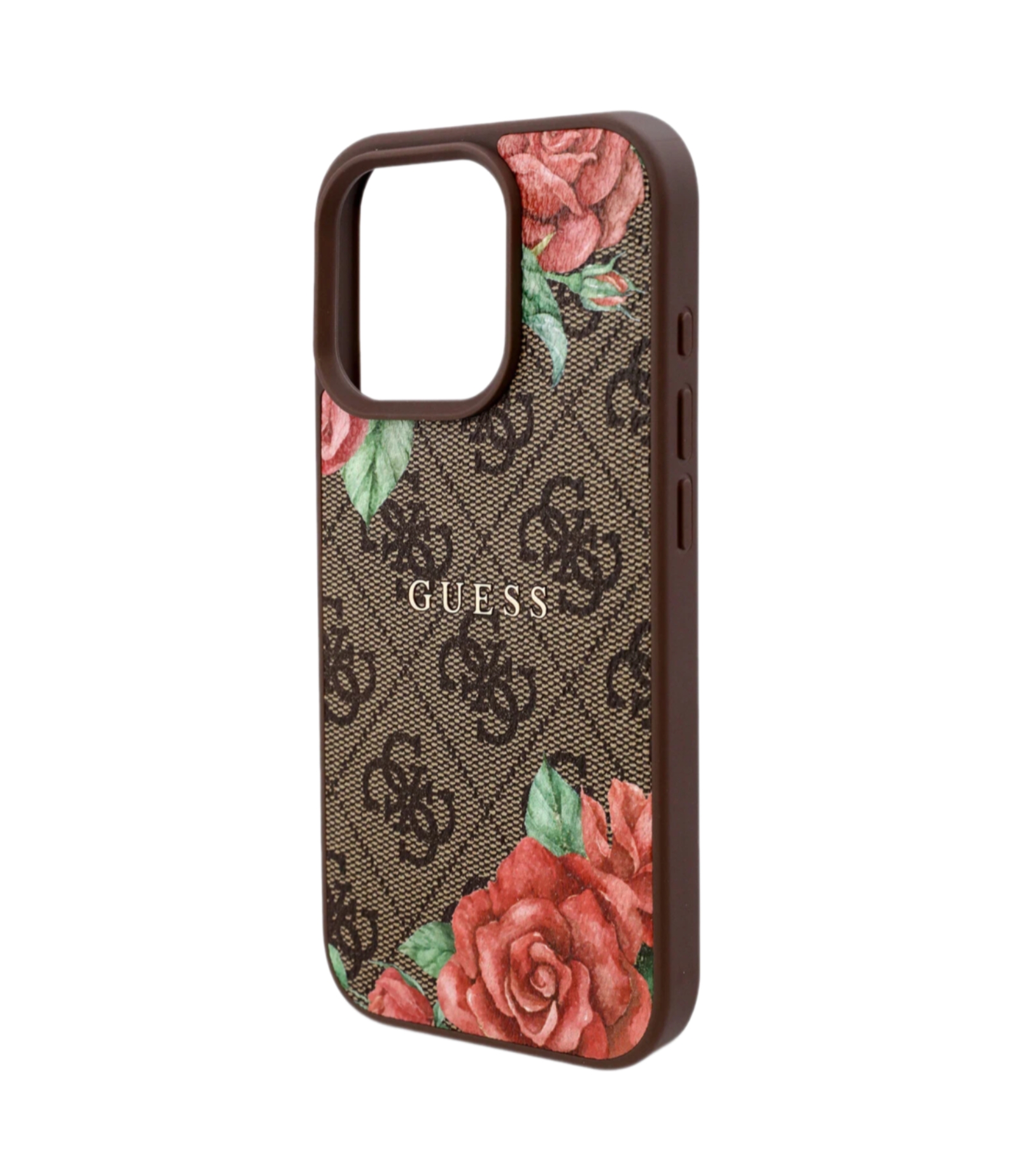 Чехол Guess PU Flowers Roses (MagSafe) для iPhone 16 Pro, Коричневый