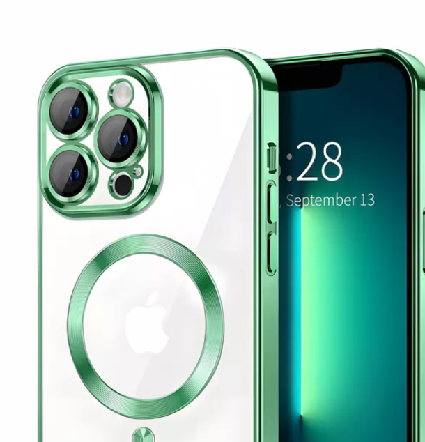 Чехол прозрачный Magnetic Series для iPhone 16 Pro, Зеленый