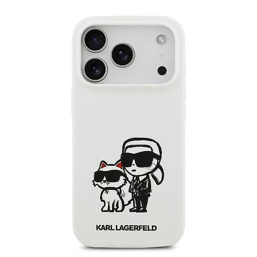 Чехол Lagerfeld iPhone 17 Pro Max Liquid Silicone Sketch Karl&Choup Metal cam Hard Wht, MagSafe, Белый