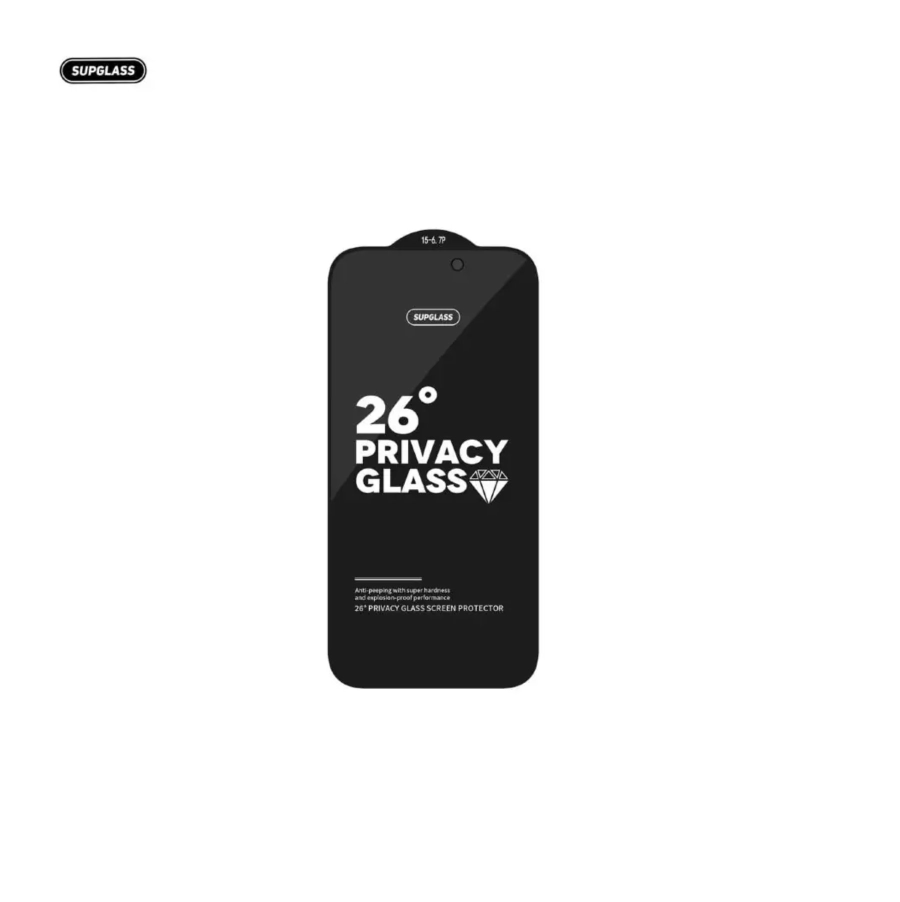 Защитное стекло SupGlass XC-12 Full Screen Coverage 26° Privacy Glass для iPhone 16 Pro Max (6.9)