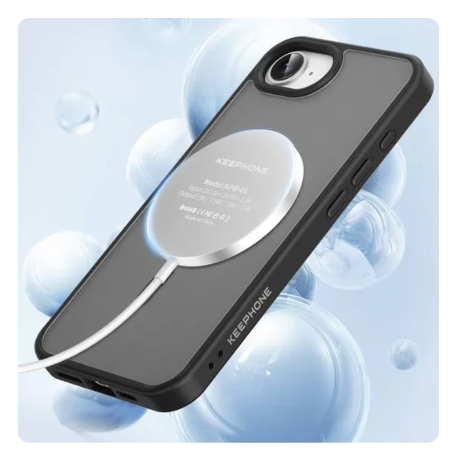 Чехол Keephone Mago pro Clear Case MagSafe для iPhone 16e, Черный