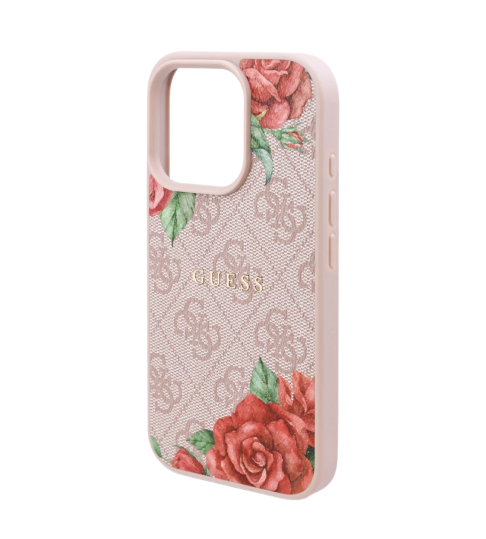 Чехол Guess PU Flowers Roses (MagSafe) для iPhone 16 Pro, Розовый