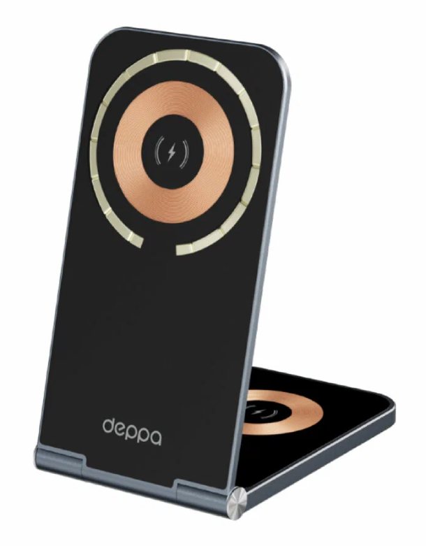 Deppa 2 в 1 MagSafe Crystal Slim QI складная, Черная