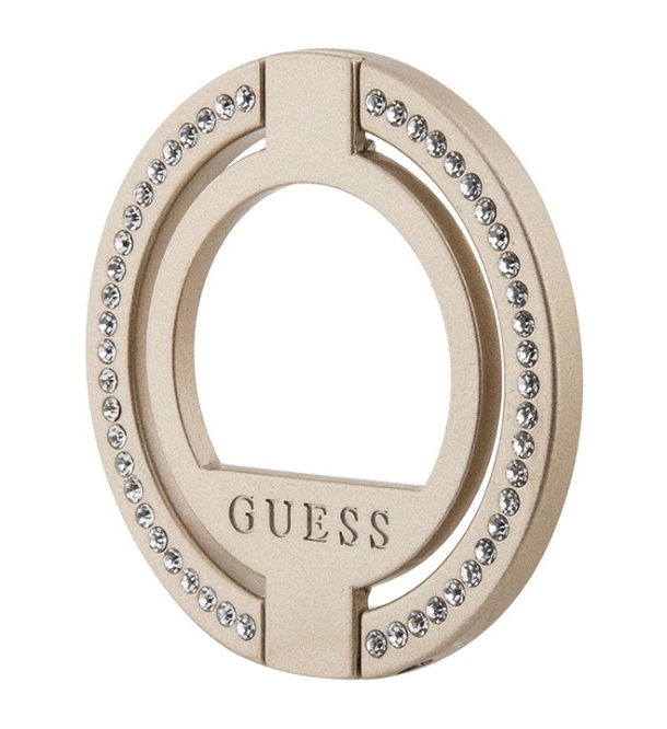 Guess кольцо-держатель MagSafe Металлическая подставка кольцо с бриллиантовыми стразами, Золотой