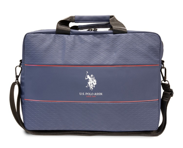 Cумка U.S. Polo для Macbook Air 15" Computer Текстурированный узор с двойным логотипом лошади, Синий