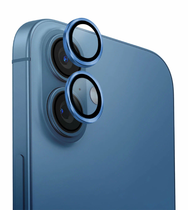 Uniq стекло для iPhone 16 /16 Plus OPTIX Camera Lens AluGuard  Emerald, Жемчужно-голубой