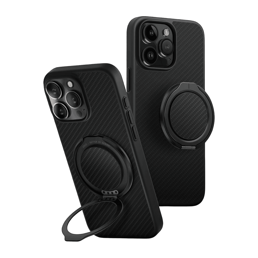 Чехол Uniq Hybrid Keva Air with Gripfit (MagSafe) с кольцом для iPhone 16 Pro Max, Черный карбон