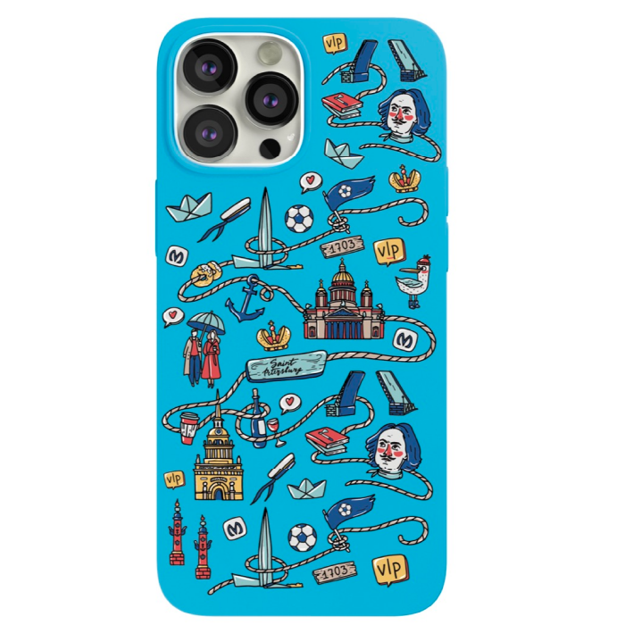 Защитный чехол "vlp" для iPhone 13 PRO MAX, Санкт-Петербург, Голубой