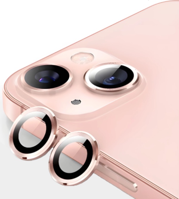 Защитное стекло линзы 9H Aluminum на камеру iPhone 15/15 Plus, Розовое
