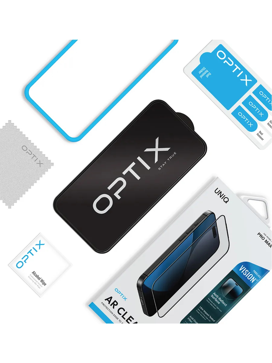 Защитное стекло Uniq для iPhone 17 Pro OPTIX Vision AR Anti-Dust filter Black (+installer)