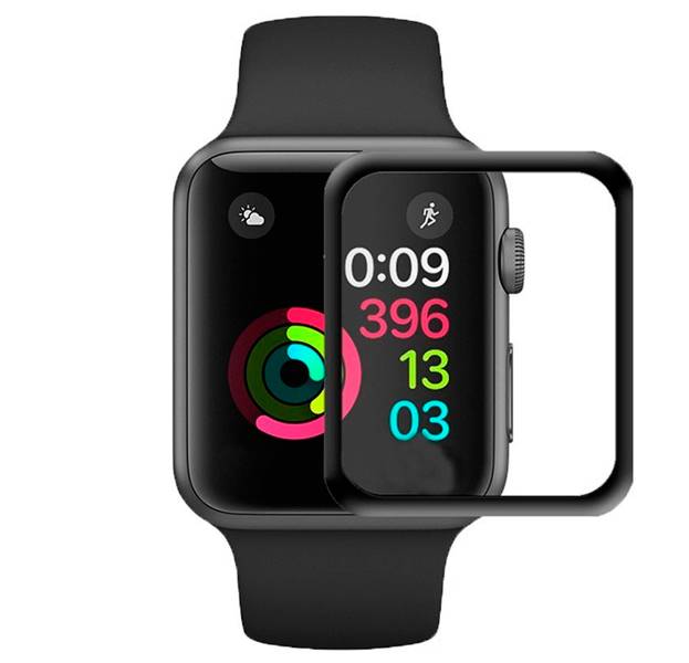 Стекло BLUEO 3D Full AB glue HD для Apple Watch Series 1/2/3 38 mm, 0.33, Черный, PB1-38mm