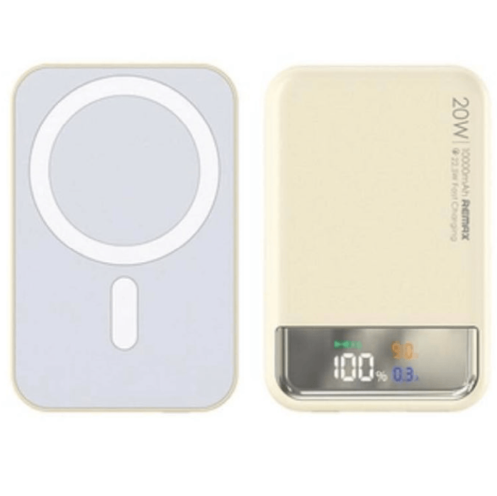 Power Bank Remax RPP-525 10000 мА·ч Yantor 20w+22.52 Magnetic wireless charging with color display, Белый