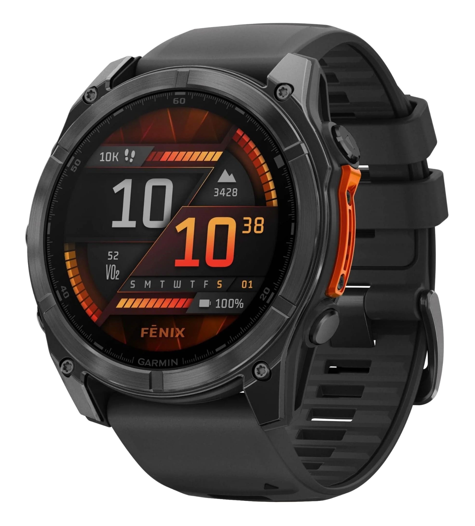 Garmin Fenix 8, 51 мм, AMOLED, Темно-серый с черной силиконовой лентой
