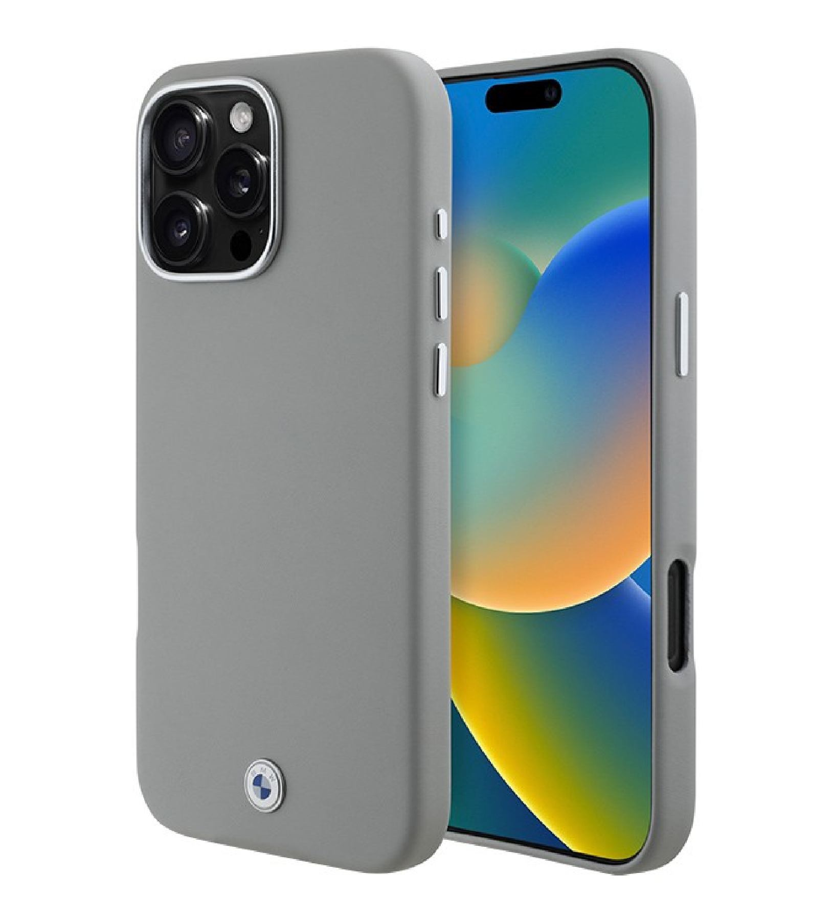 Чехол BMW Signature PU Full Wrapped Metal logo & Camera с MagSafe для iPhone 16 Pro Max, Серый