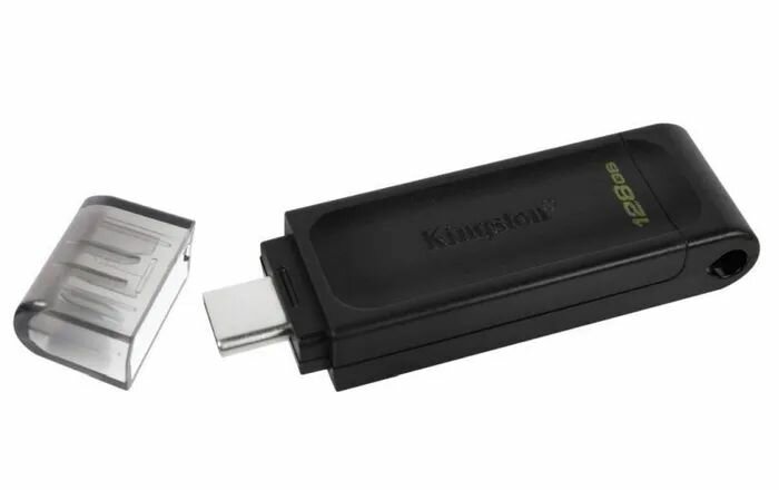 Флеш-накопитель USB Type-C 3.1 Kingston 128Гб Data Traveler 70  (USBA/Type-C), Черный