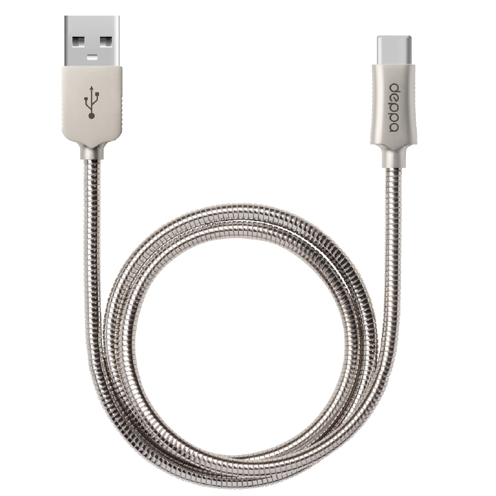 Deppa Metal USB - Type-C, алюминий 1.2м, Стальной