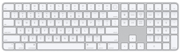 Apple Magic Keyboard с цифровой панелью, Белая с Touch ID