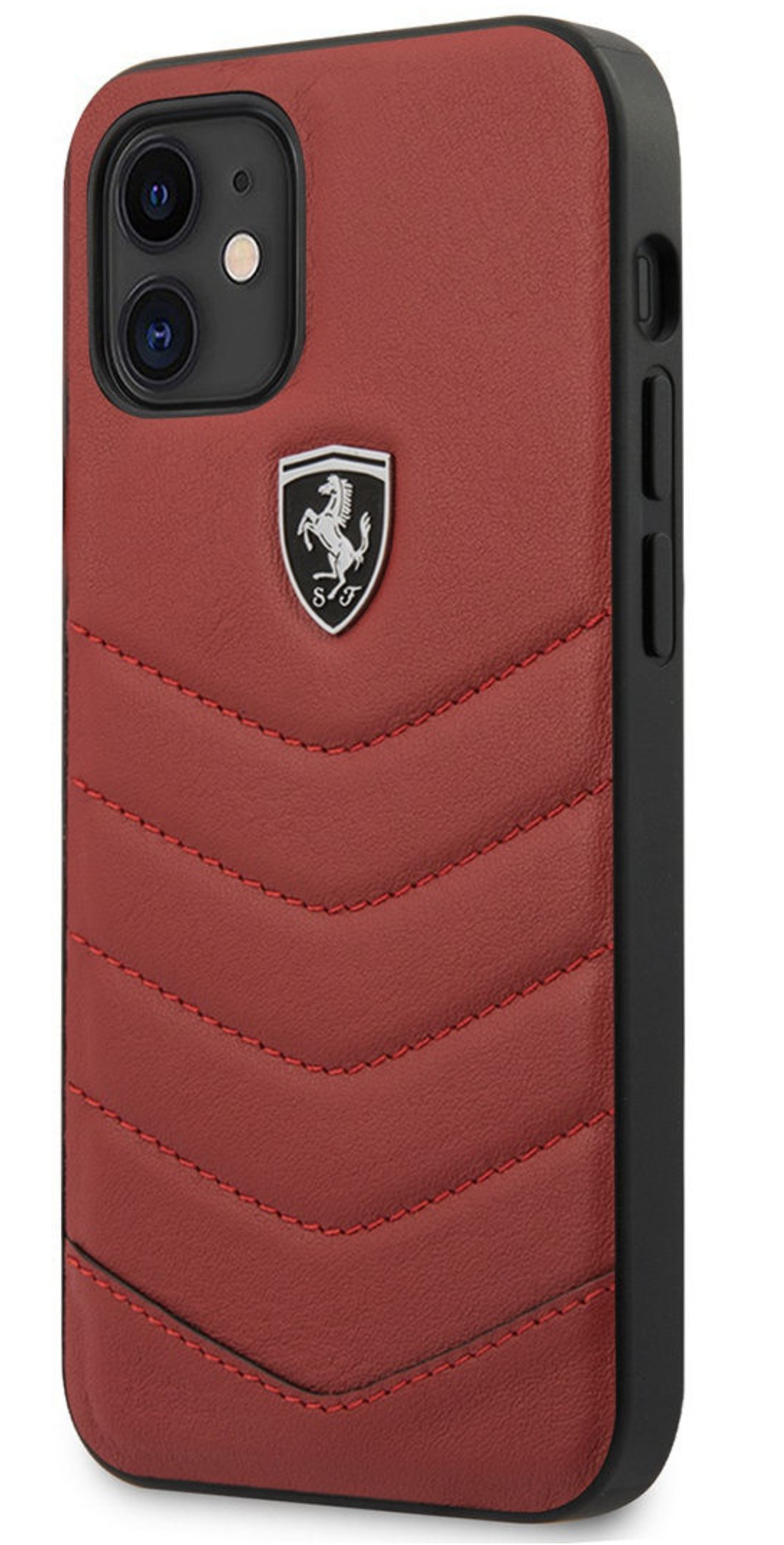 Чехол Ferrari для iPhone 12 mini, Натуральная кожа, Красный