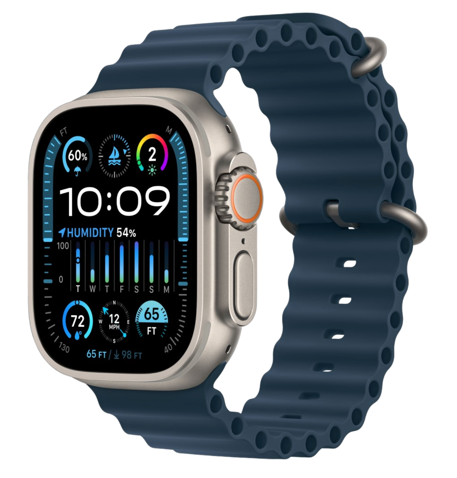 Apple Watch Ultra 2 GPS, 49 мм, корпус из титана, ремешок Ocean синего цвета, FREG3 - CPO