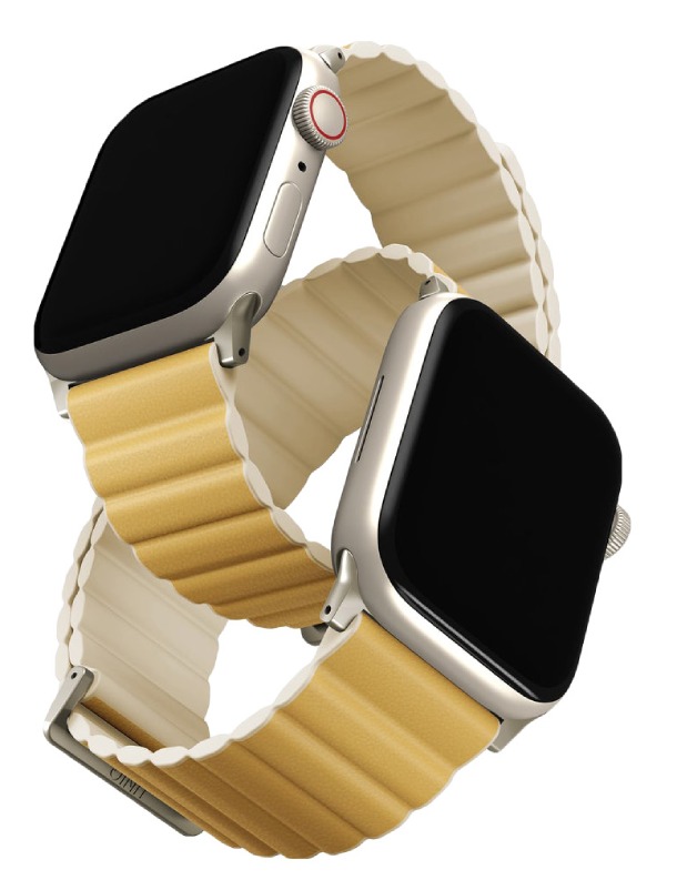 Ремешок Uniq Revix Premium Ed. Кожа/Силикон Canary Желтый/Слоновая кость для Apple Watch 38/40/41мм