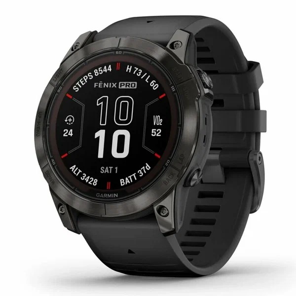 Garmin Fenix 7 Pro Сапфир Solar, Карбон Серый DLC Титан с черным ремешком