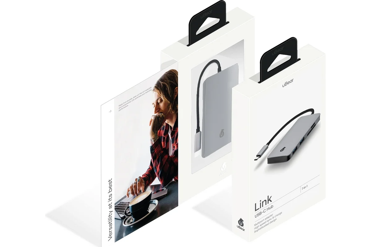 Ubear Hub Link 7 в 1 для устройств с разъемом USB-C, Серебристый