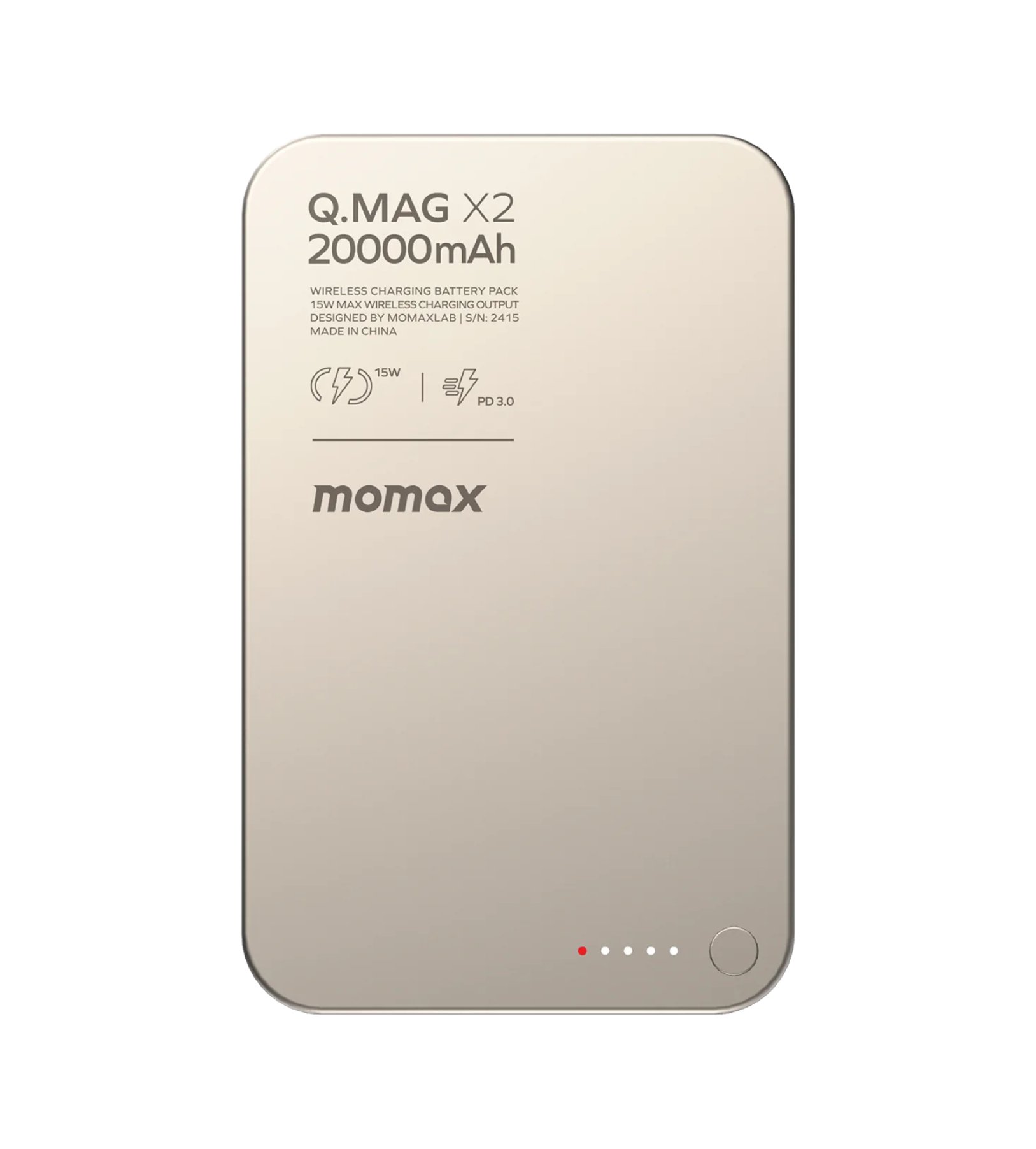 Power Bank Momax Q.Mag X2 Magnetic Wireless Battery Pack, 20000 mAh, Титановый, IP133CNE