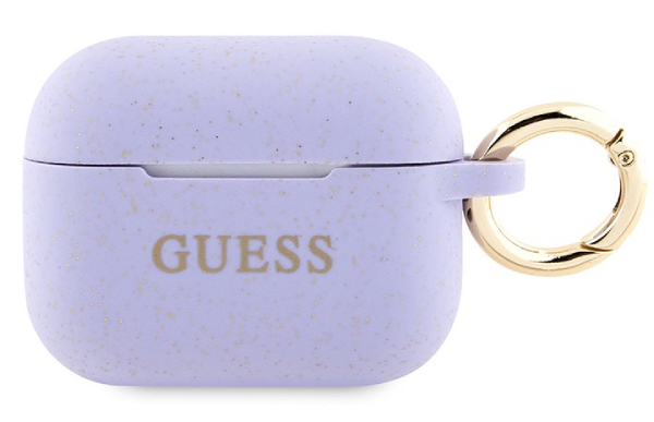 Чехол силиконовый Guess для Airpods Pro 2 с кольцом, Фиолетовый