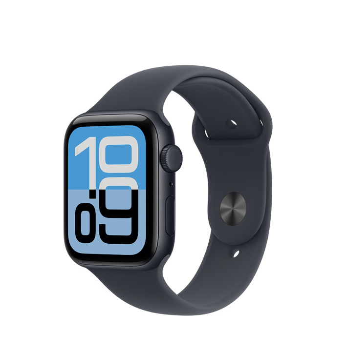 Apple Watch SE 3, 40 мм, корпус из алюминия цвета «Полуночный черный», спортивный ремешок синего цвета