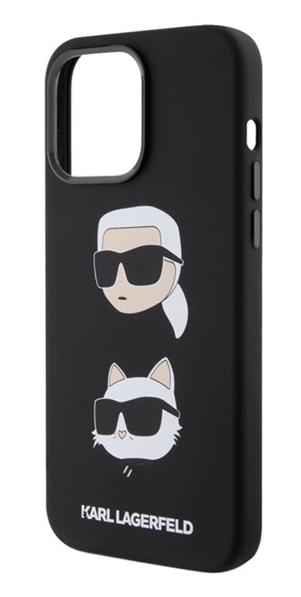 Чехол Lagerfeld для iPhone 15 Pro Max, Силикон NFT Karl & Choupette heads, Черный