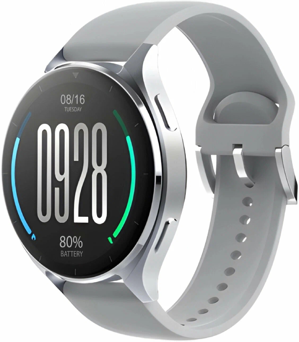 Умные часы Xiaomi Watch 2 Серебристый корпус с серым силиконовым ремешком