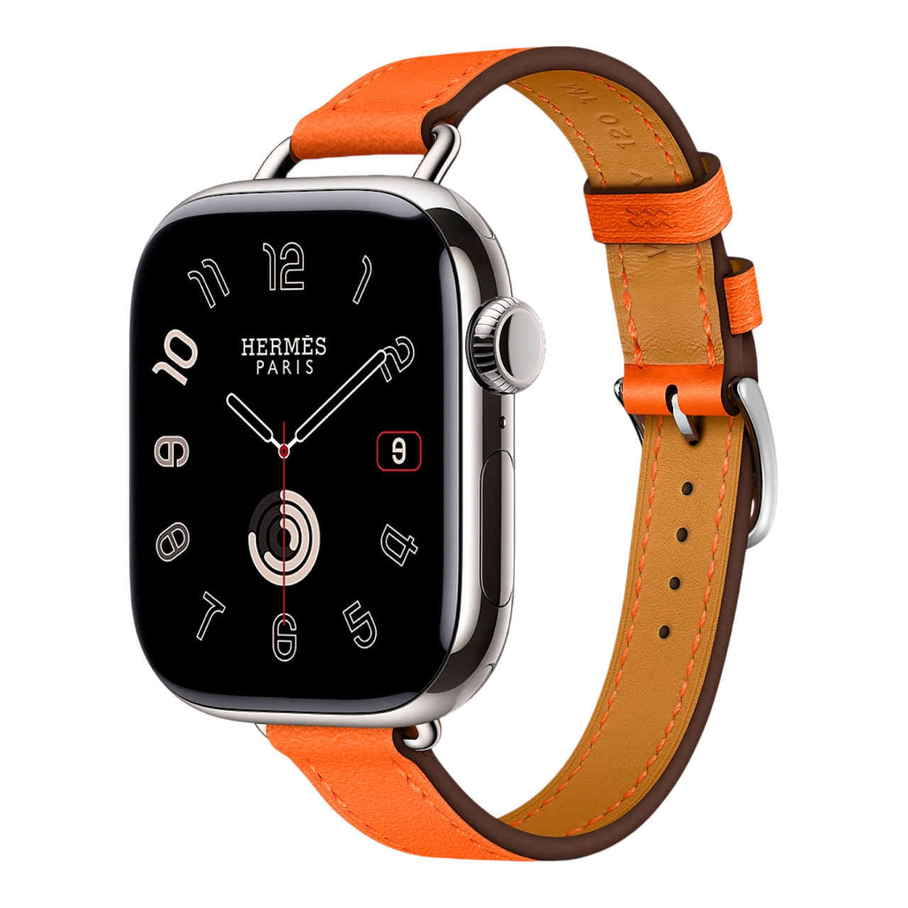Apple Watch Hermes Series 11 GPS 42мм, Silver Titanium Case Orange Single Tour Attelage Strap