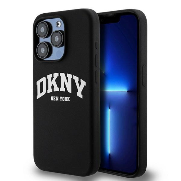 Чехол DKNY для iPhone 15 Pro Max, Силикон с арочным логотипом MagSafe, Черный