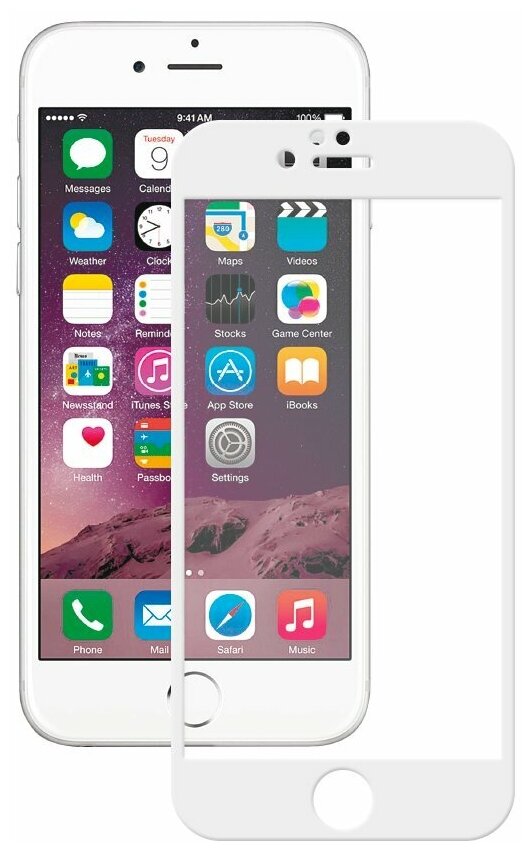 Защитное стекло Full для Apple iPhone 6, 0.4 мм, Белое, Deppa  61968