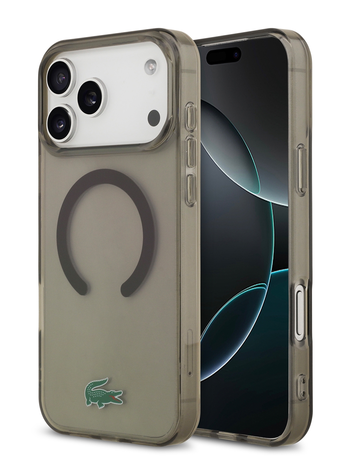 Чехол Lacoste для iPhone 17 Pro Max IML Croc logo Hard (MagSafe), Прозрачный черный
