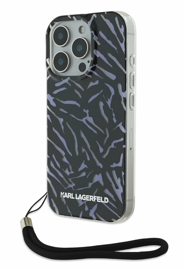 Чехол Lagerfeld для iPhone 16 Pro Max, PC/TPU Pth + Nylon Hand cord, Фиолетовый