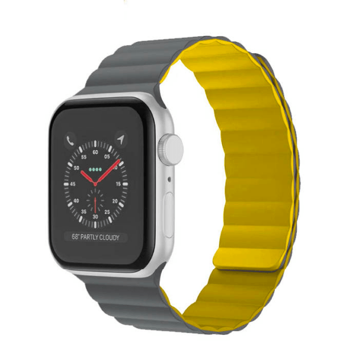 Ремешок Mutural watch band modi для Apple Watch 42/44/45/49мм, Серый с жёлтым