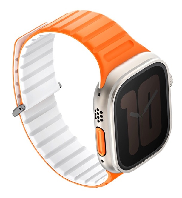 Ремень силиконовый Uniq REVIX EVO для Apple Watch 42/44/45/49мм, Янтарно-оранжевый/Белый