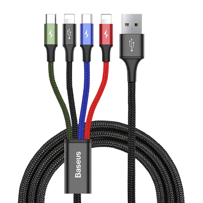 USB Baseus 4 in 1 для Micro & Type-C & 2x Lightning  Rapid Series CA1T4-A01