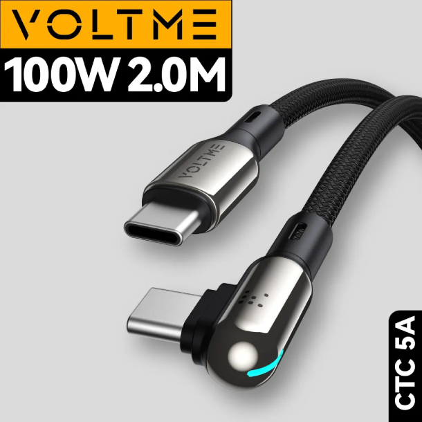 VOLTME Stark USB C+Type-C 5A 100 Вт 2м Нейлон Черный 100W, Черный