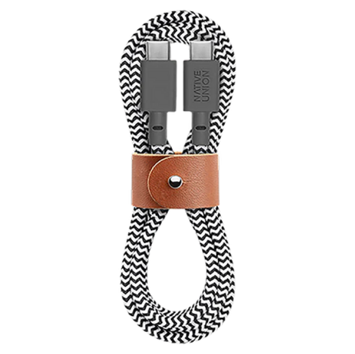 Native Union BELT CABLE DUO, USB-C/USB-C, длина 1,5м, Зебра