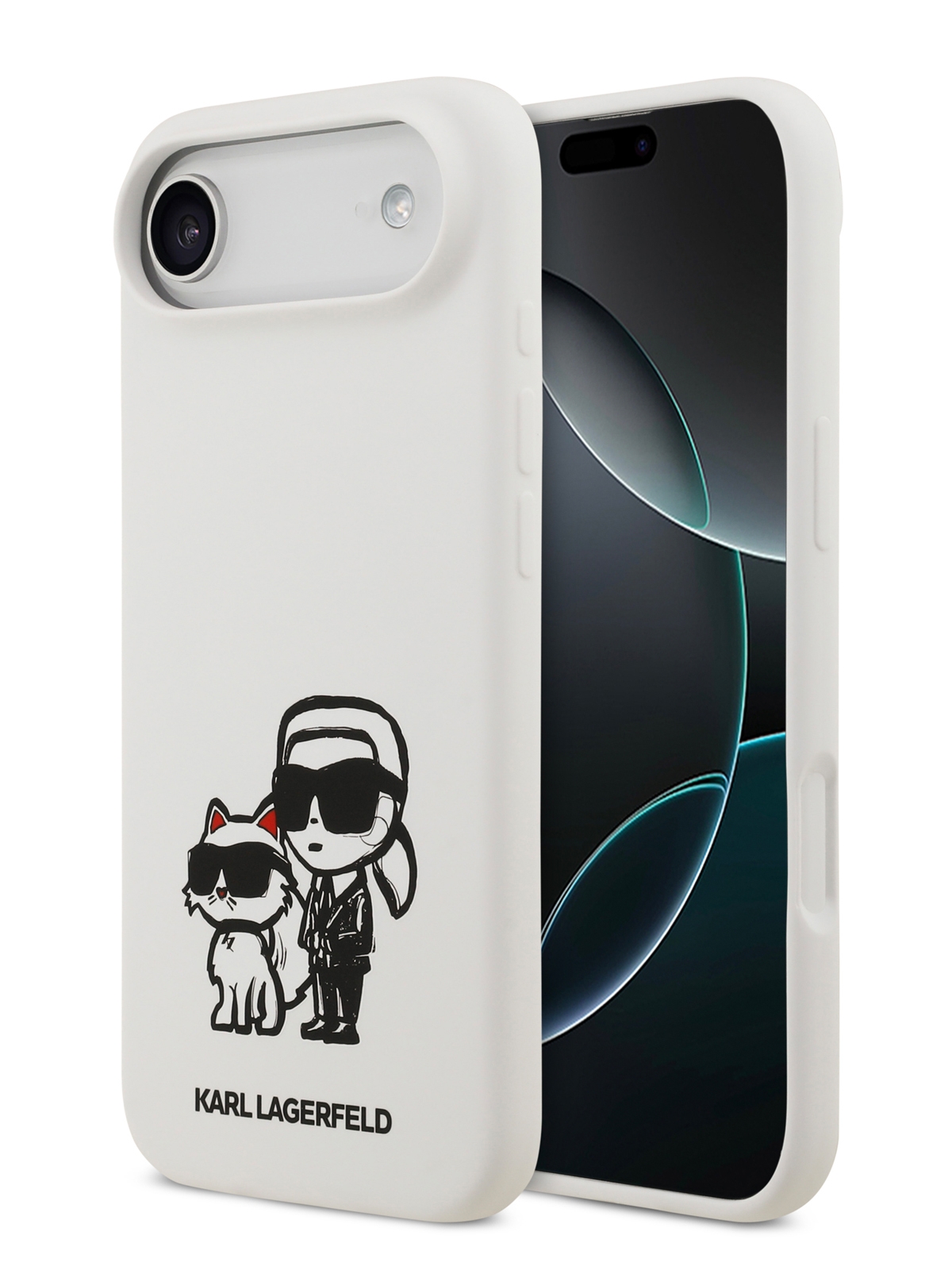 Чехол Lagerfeld iPhone Air Liquid Silicone Sketch Karl&Choup Metal cam Hard White, MagSafe, Белый