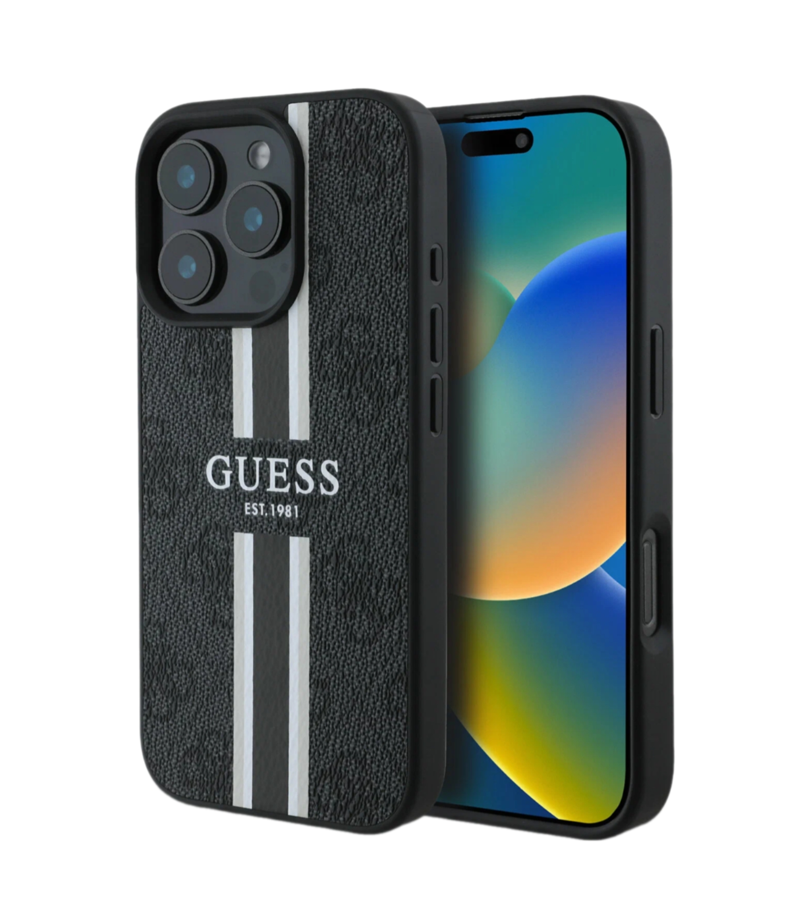 Чехол Guess PU 4G Stripes Hard Black (MagSafe) для iPhone 16 Pro Max, Черный