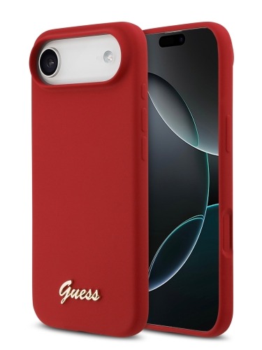 Чехол Guess iPhone Air чехол Liquid silicone Gold metal logo & Camera Hard Magenta, MagSafe, Красный