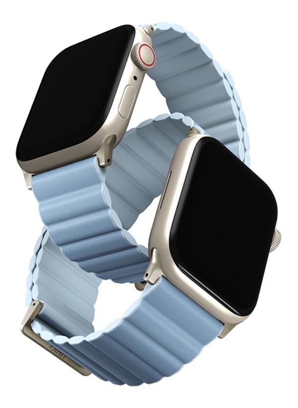 Ремешок Uniq Revix Premium Ed. Кожа/Силикон, Арктический/Синий для Apple Watch 38/40/41мм