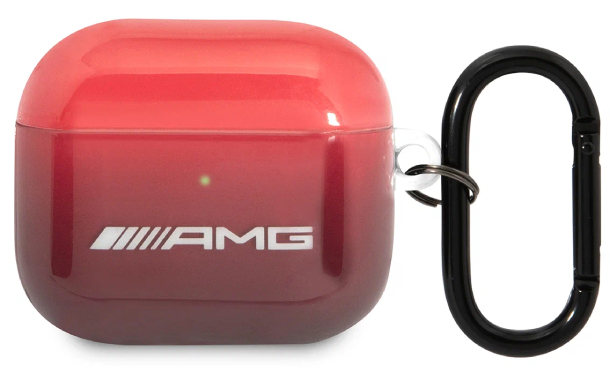 Чехол AMG для Airpods 3 PC/TPU Большой логотип прозрачно-красного цвета