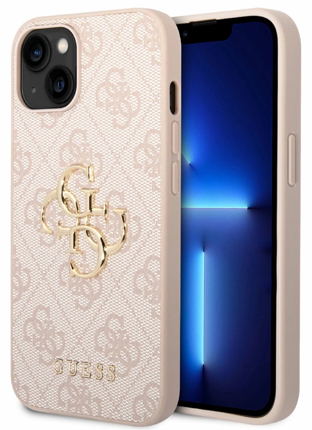 Чехол Guess для iPhone 15 Pro, PU 4G Big metal logo Hard, Розовый