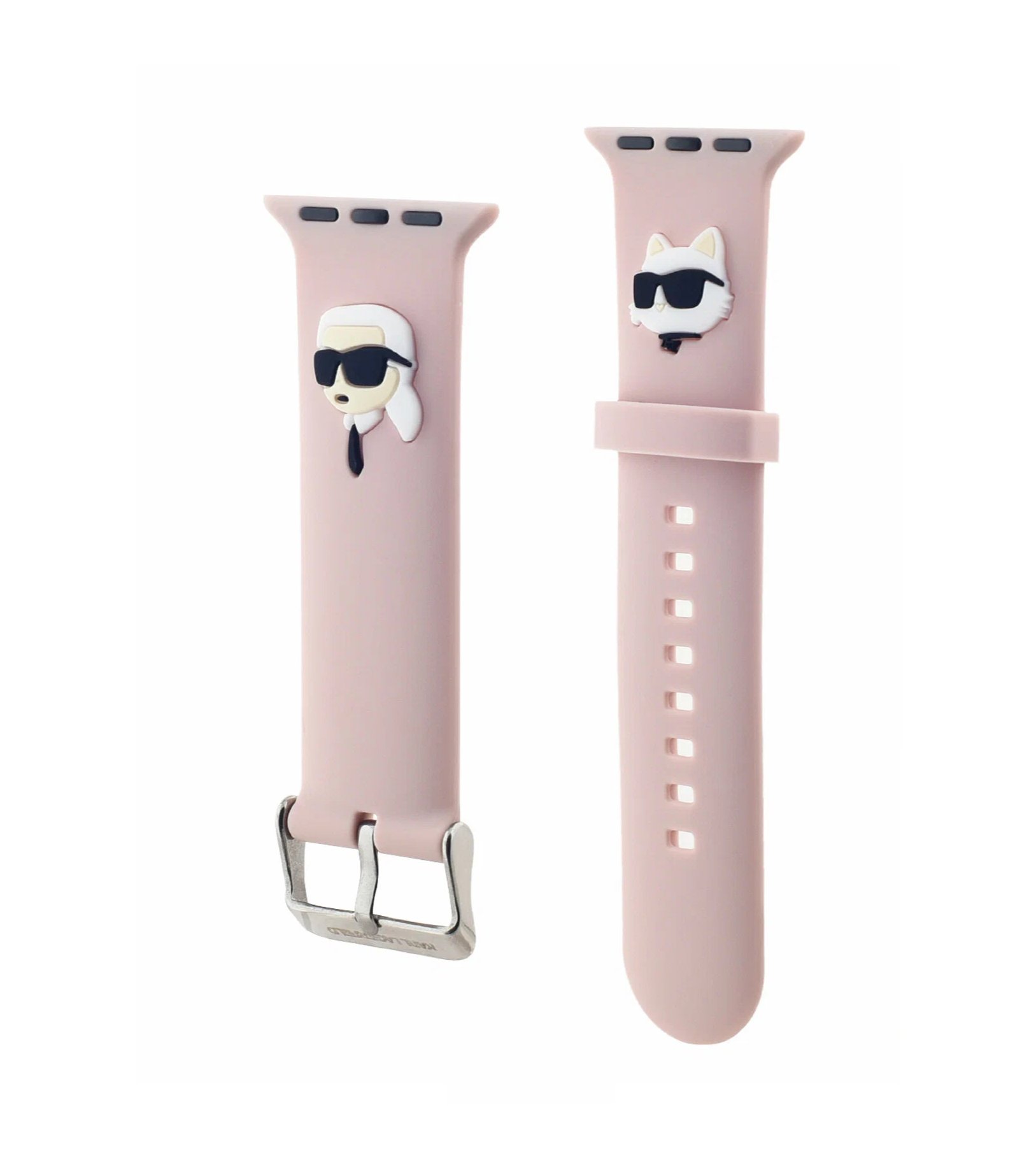 Ремешок Lagerfeld для Apple Watch 38/40/41мм 3D Rubber NFT Karl & Choupette heads, Розовый