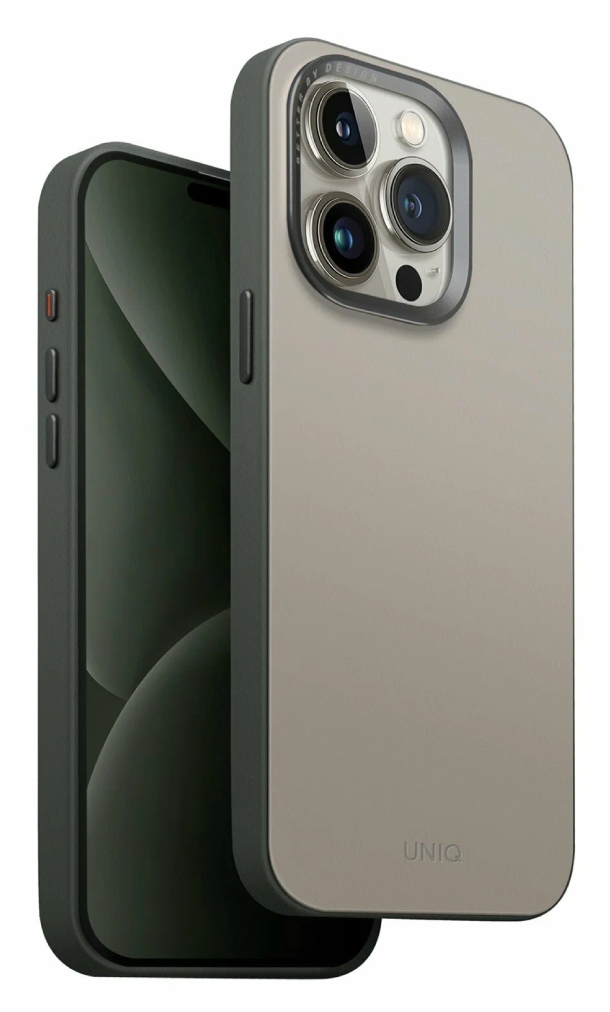 Чехол Uniq LYDEN DS MAGCLICK CHARGING с MagSafe для iPhone 15 Pro Max 6.7", цвет Слоновой кости/Зеленый лишайник