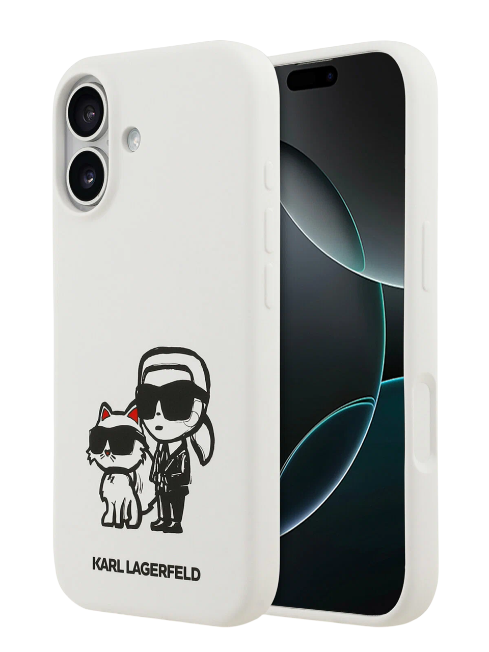 Чехол Lagerfeld iPhone 17 Liquid Silicone Sketch Karl&Choup Metal cam Hard White, MagSafe, Белый